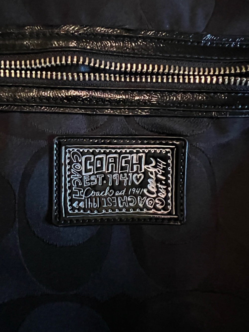 Coach Black Signature Jacquard Shoulder Bag with Silver Hardware - Picture 2 of 5